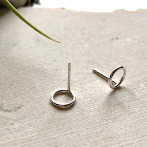 Tiny Circle Studs - Mini Hoop Studs - Dainty Earrings - Sterling Silver Earrings - Circle Earrings