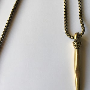 Brass Spike Necklace pyrite brass pendant long necklace spike image 3