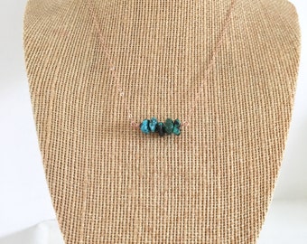 Turquoise 14K Rose GF dainty necklace - dainty gemstone necklace - rose gold chain - minumal necklace - layering necklace - turquoise