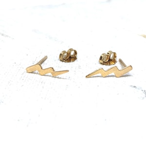 14K Gold Filled Lightning Bolt Earrings - Tiny Earrings - Dainty Earrings - Minimalist - Lightning Bolts