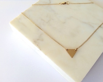 Tiny Delicate 14K GF Triangle Necklace - triangle necklace - dainty necklace - geometric necklace - layering necklace - minimalist necklace