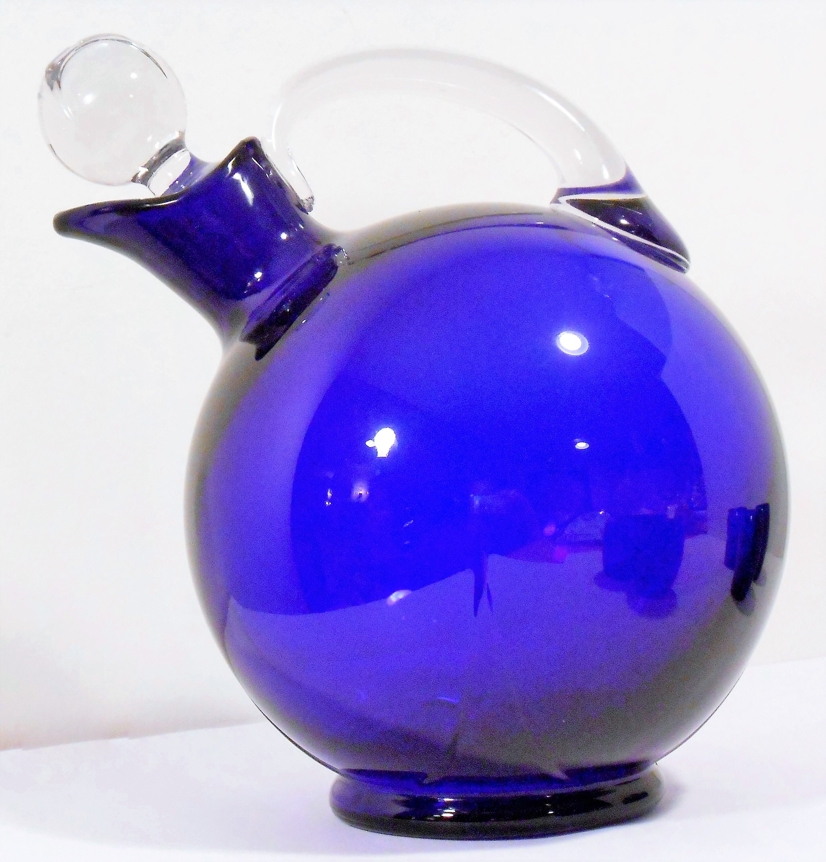 Cambridge Glass Co. Cobalt Blue Tilt Ball Decanter / Clear Etsy India