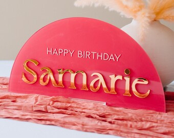 3D Laser Cut Acrylic Name Sign: Gold Mirrored Baby Shower Decor