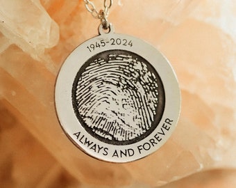 Collar de plata de ley con huella dactilar: joyería conmemorativa personalizada