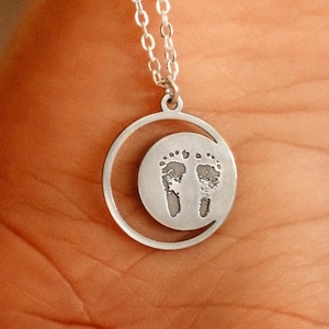 Footprint Necklace, Baby Loss Jewelry, New Mom Gift, Remembrance Jewelry, Footprint Jewelry, Sympathy Gifts, Moon Necklace, Silver Jewelry