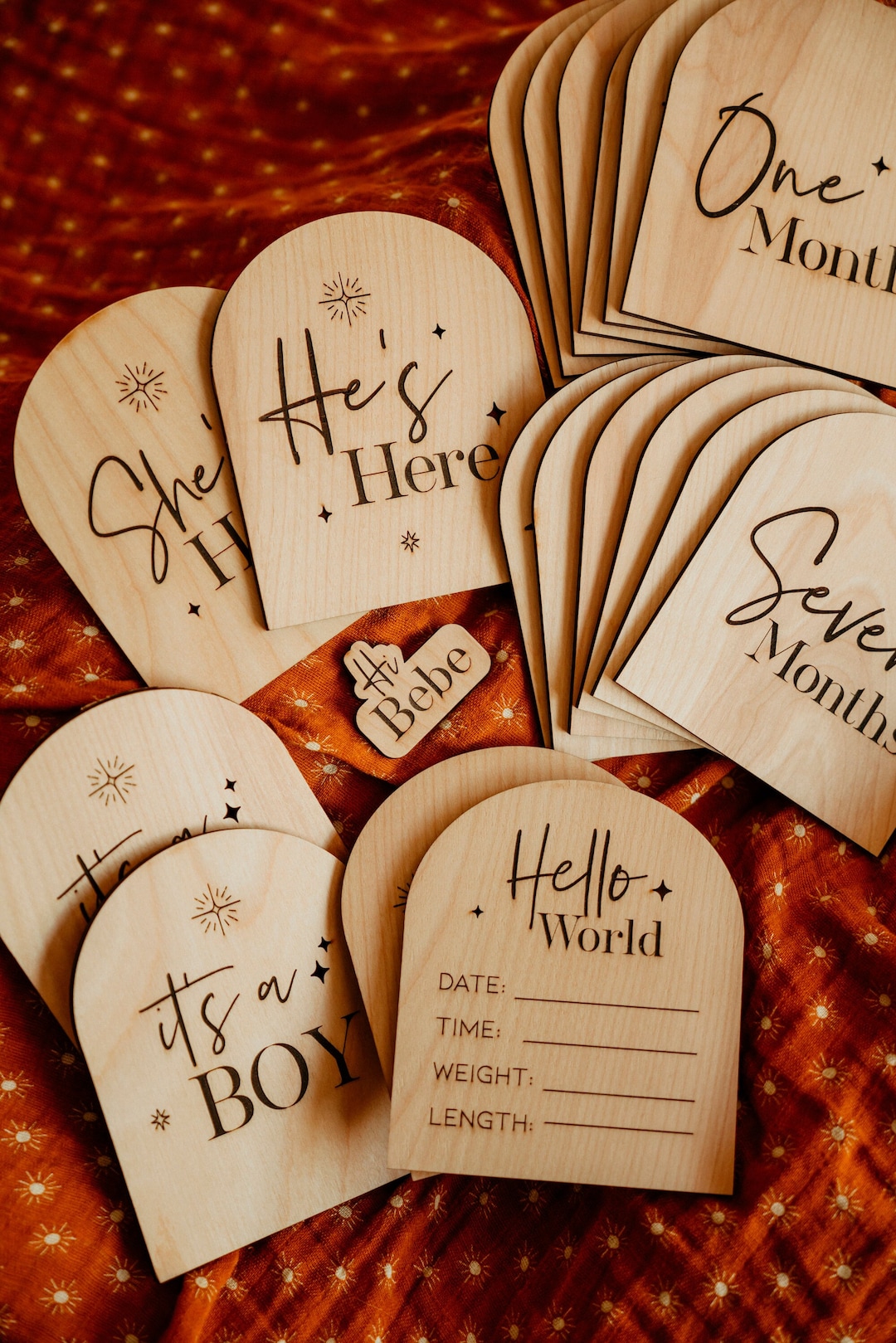Baby Monthly Milestone Cards, Boho Themed, Newborn Gift Set, Hello ...