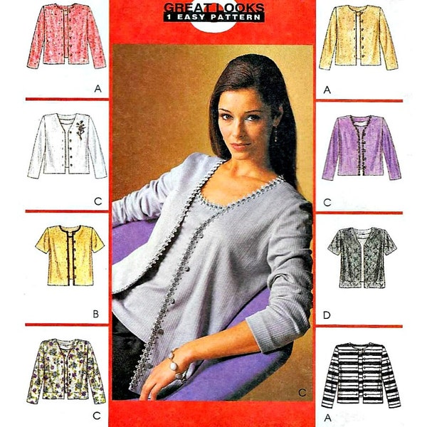 PLUS SIZE Top, Cardigan Sewing Pattern -  UNCUT 1999 McCalls 2128 Size 20 22 - Twin Set, Round V-Neck, Long Short Sleeves, Easy to Sew