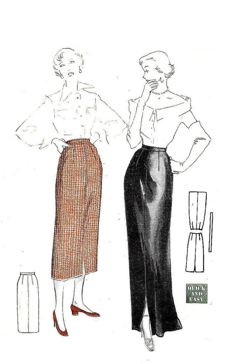 Front Vent 50s VINTAGE SLIM SKIRT Sewing Pattern Gently Used Easy Butterick 5399 Back Zip Size 16 Waist 28 Hip 37-2 Lengths