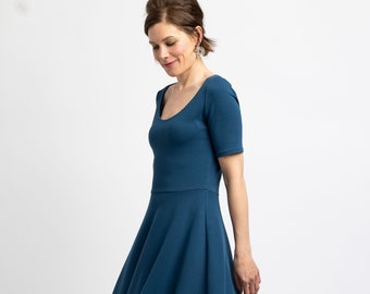 Festive 50s dress Lotti with a circle skirt in petrol, bridesmaid dress, skater dress with short sleeves, registry office dress