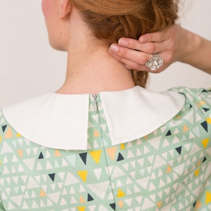 Mini dress in mod style, babydoll dress with bubik collar, smock dress in mint with triangles image 5