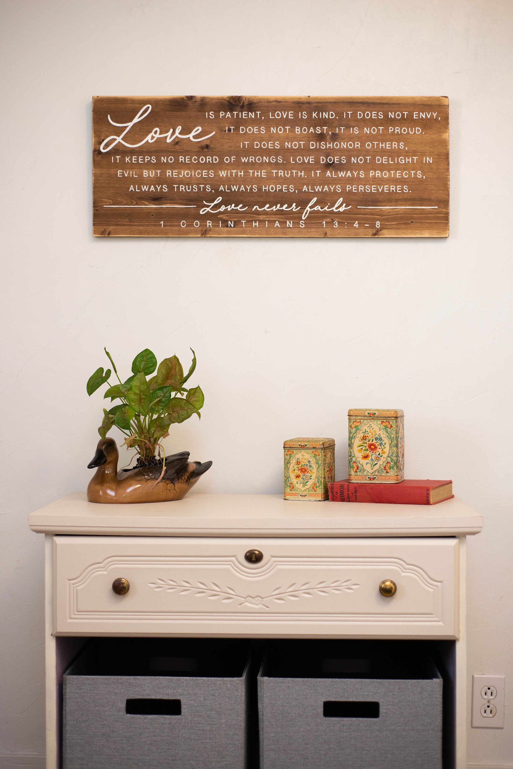 Hand Painted Sign 1 Corinthians 13 4 8 Wood Sign Rustic Art Home Decor
