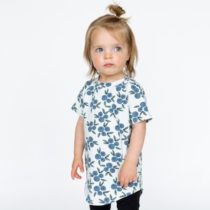 Blueberry Kids T-shirt Printed Fun Clothing Shirt Organic Scandinvian Top Baby Toddler Matching Long Length T-shirt