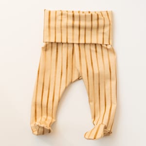 Handmade Baby Footie Pants: Honey Stripe Print, OEKO-TEX Certified