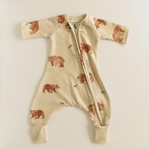 Grizzly Bear Baby Outfit, Zipper Baby Outfit, Baby Girl Clothes, Baby Boy Clothes, Organic Baby Clothes, Neutral Baby Gift, Gender Neutral