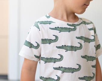 Crocodile Print Kids T-Shirt: Organic Baby Clothing