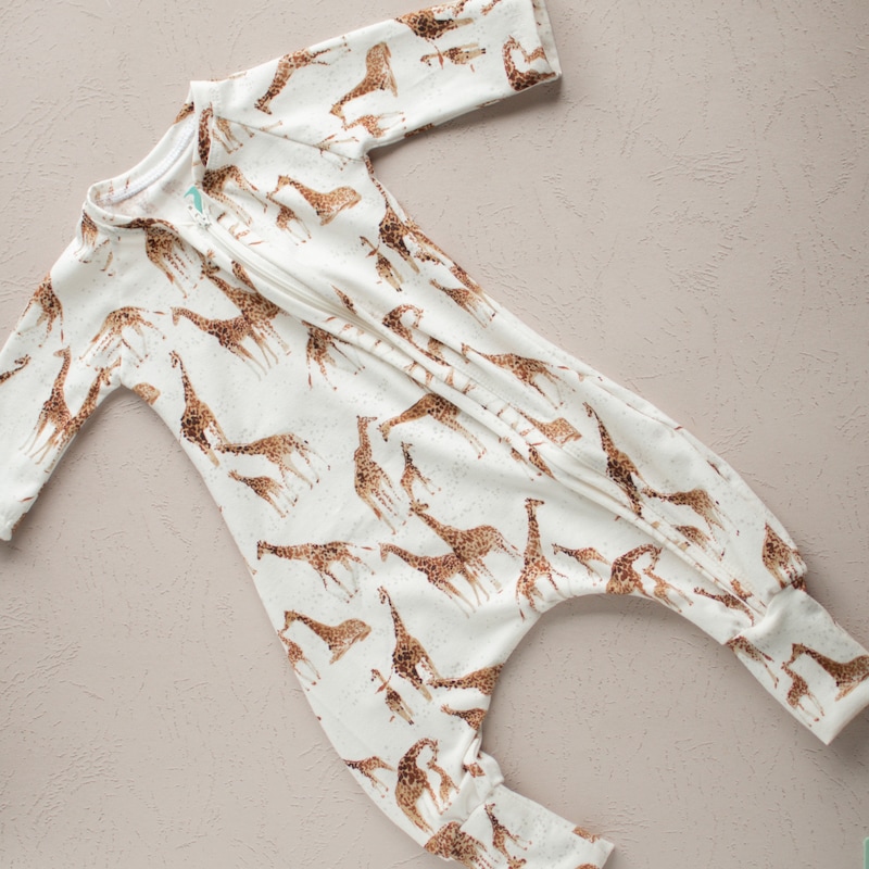 New Born Baby Blended Stuff Dress In Giraffe Design In Orange Color