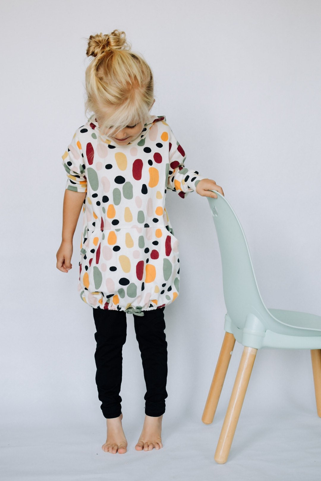 Toddler Tunic Hoodie l Hooded Sweatshirt  l Mod Shape Print l Europea…