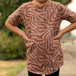 Mauve Kids T-shirt Printed Girl Clothing Pink Red Shirt Organic Scandinvian Top Baby Toddler Matching Long Length T-shirt
