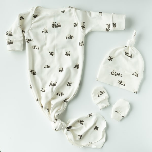 Baby Panda Knit Hat - Cream