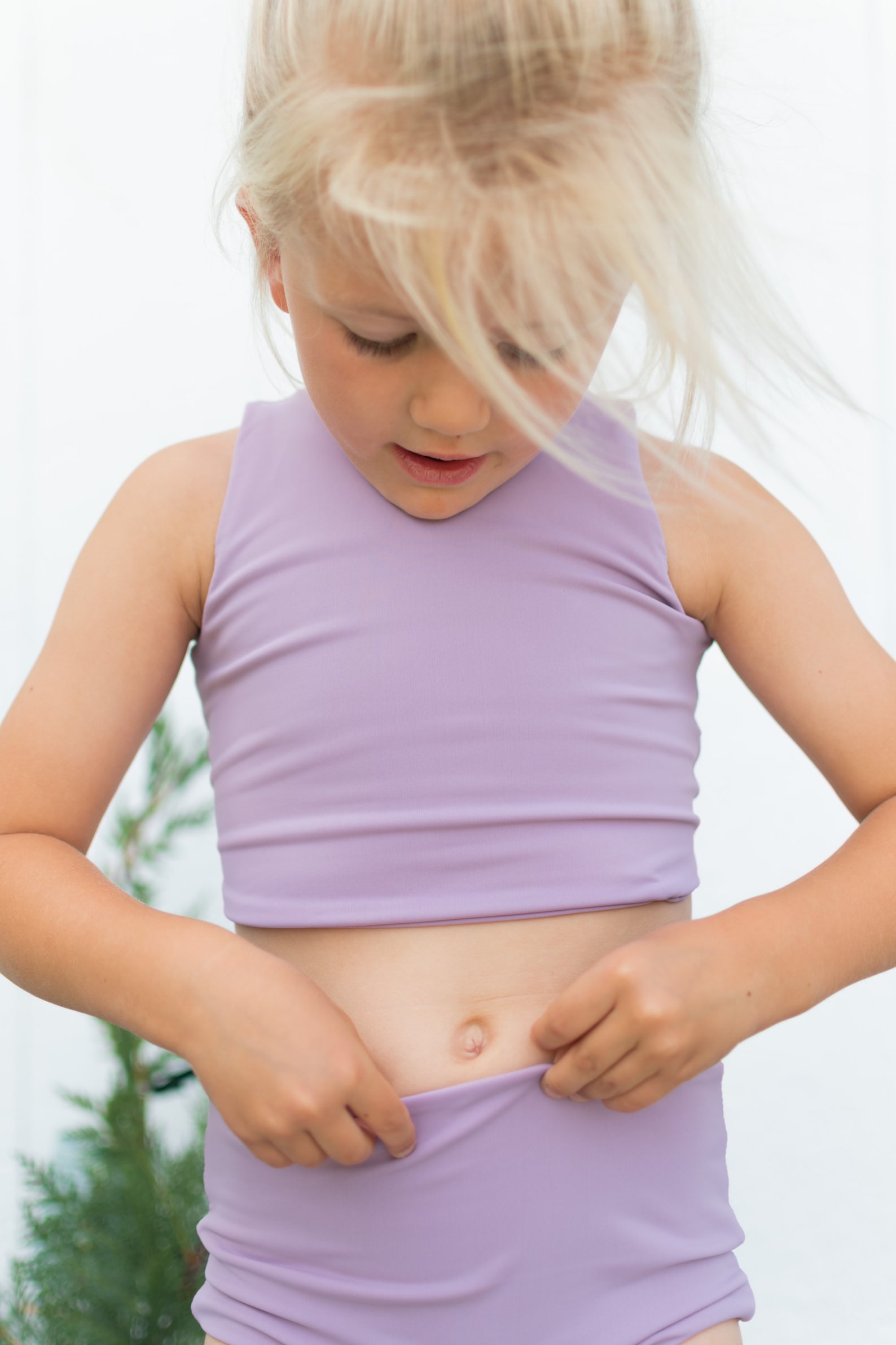 Little Girl Swimsuit L 2 Piece Swim Set L High Neck Back Tie Etsy