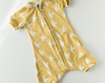 Yellow Dove Baby Zip Romper Baby Announcement Outfit One Piece Short Sleeve Gender Neutral Baby Zipper Clothes