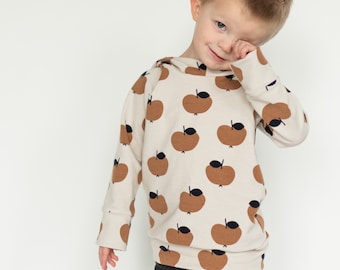 Apple Toddler Hoodie l Hooded Sweatshirt  l Sandy Apple Print l Toddler Hoodie l European Organic Knit l Organic Baby Clothes l Boutique