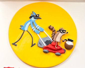 2D Regular Show Fondant Cake Topper - Handgemachte, einzigartige und klassische Dekoration für Geburtstagsfeiern