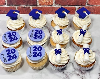 Graduation Cupcake Fondant toppers. Great to decorate your cupcakes on your special Day! Edible.