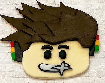 2D Roblox フォンダントッパー – カスタム食べられるケーキデコレーション – ゲーマーバースデーパーティー