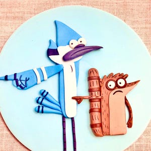 NEW! 2D Mordecai and Rigby Regular Show Fondant Toppers - Unforgettable characters on your Bday cake.