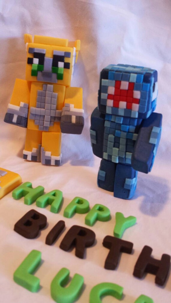 Stampy And Iballistic 3d Minecraft Fondant Toppers 4 Etsy