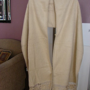 Beige Alpaca Wool Blend Shawl / Scarf – Soft, Elegant & Warm – FREE Matching Beret – SALE. Made in Peru