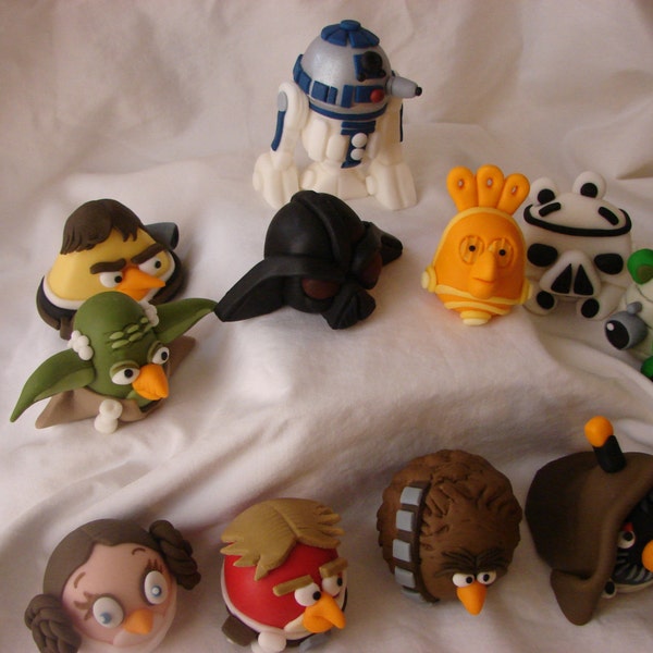 3D Angry Birds Star Wars Fondant Toppers - ensemble de 11 personnages -