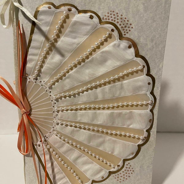 Cartes de vœux artisanales, cartes de ventilateur à la main en relief et peintes à la main en papier parchemin (pergamano).