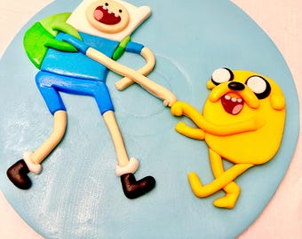 2D Adventure Time mit Finn & Jake Cake Fondant Topper - Einzigartige und klassische Charaktere auf Ihrem Bday Kuchen.