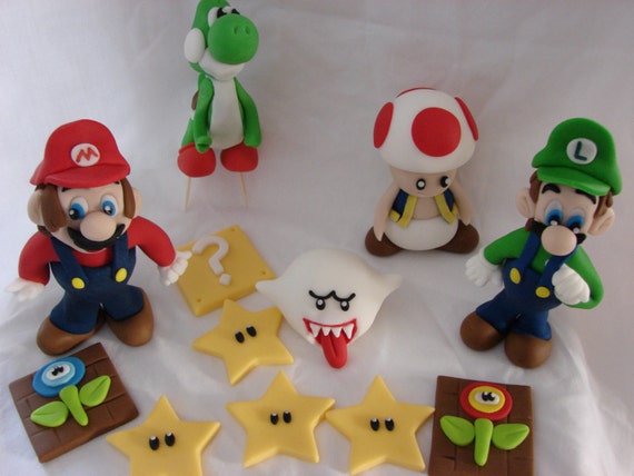 Super Mario Brothers Luigi Yoshi and Mario Party Edible Cake Topper Im – A  Birthday Place