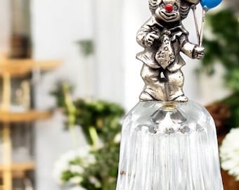 Balloon Clown Bell, Vintage George Good, Pewter and Glass, Rare