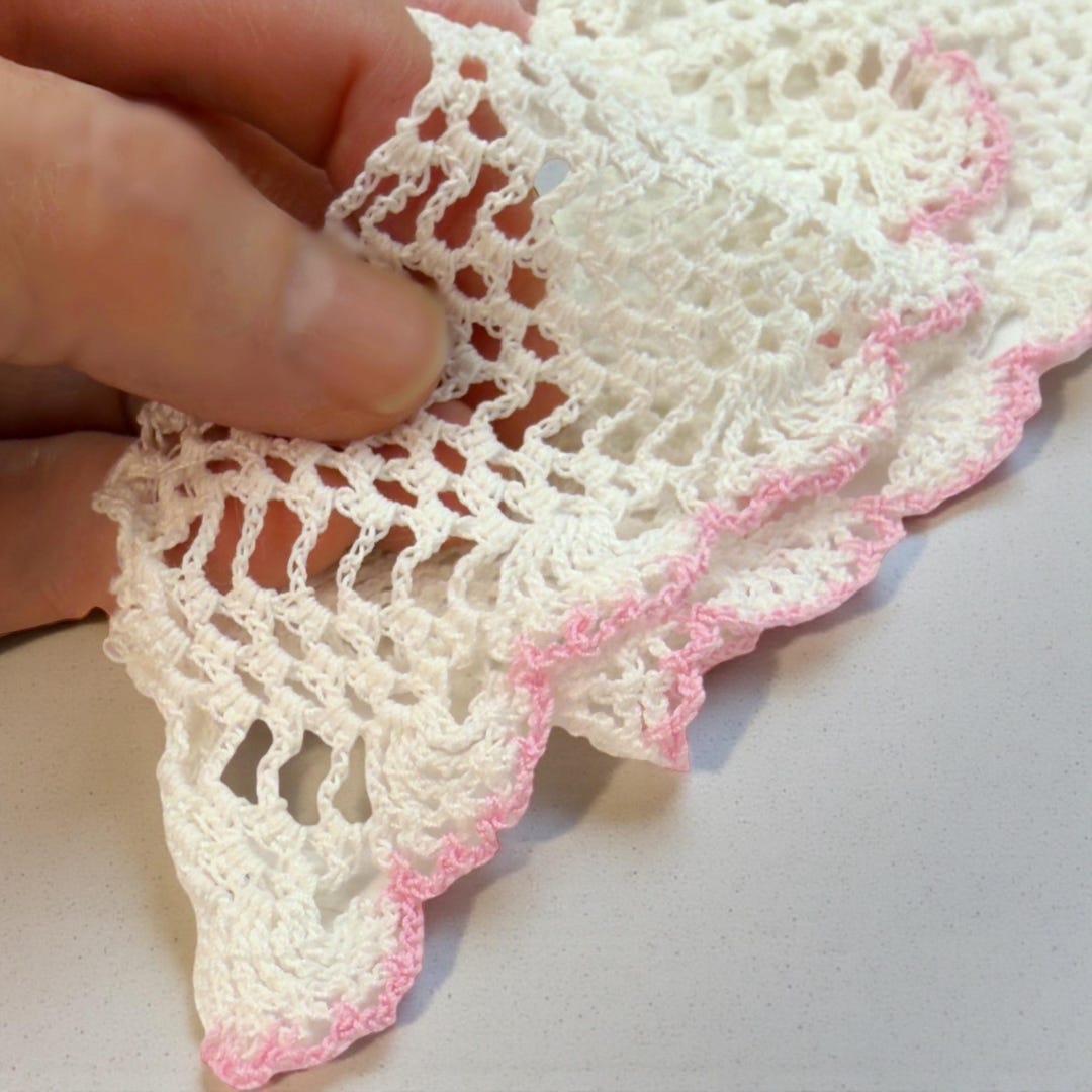 Vintage Hand Crocheted Edging, Lace Trim, Pink Rim - Etsy UK