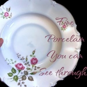HutschenReuther, Germany, Sylvia Pattern, Coupe Style, Soup Bowl, Moss Rose, Vintage dinnerware, Pink Roses, Fine Porcelain, Rare Find