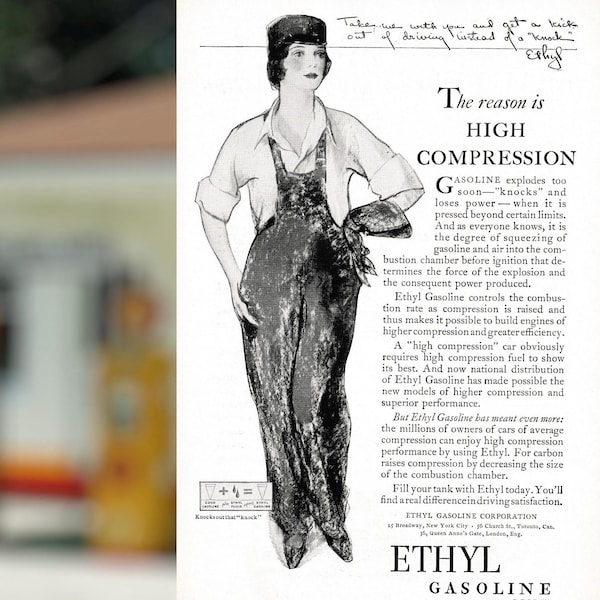 1929 Ethyl Gasoline Ad, Vintage Wall Art Print