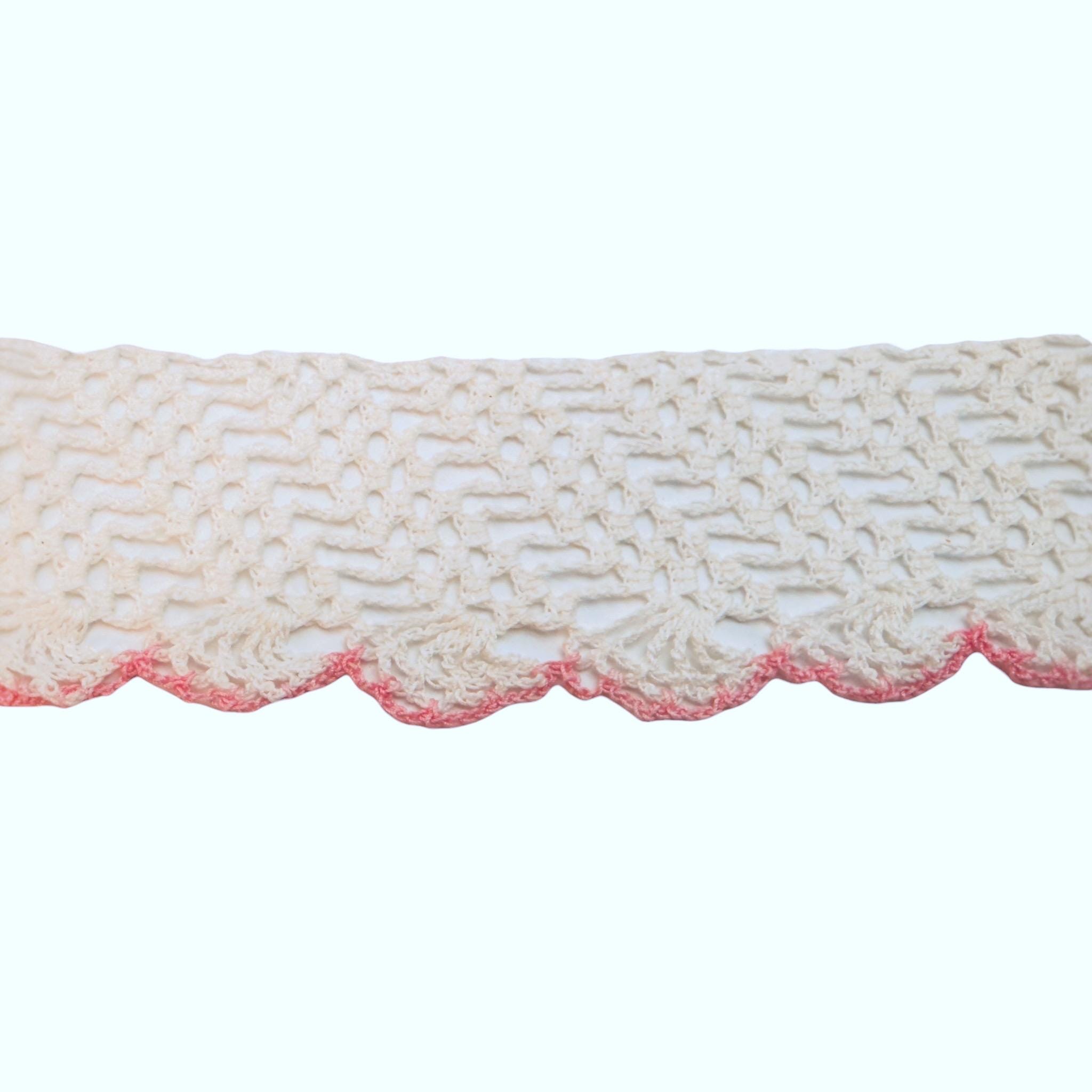 Vintage Hand Crocheted Edging, Lace Trim, Pink Rim - Etsy