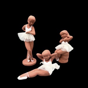Vintage Bisque Ballerina Figurines: Set of 3, Tulle Skirts, Japan