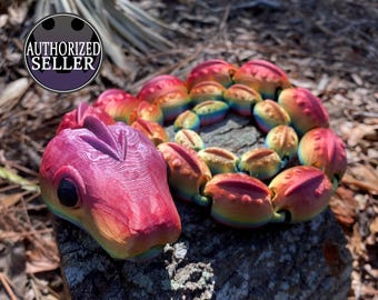 3D Printed Rainbow Snake, Articulated Fidget Toy (Colors vary by print)
