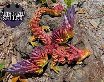 3D Printed Crystal Winged Dragon, Articulated Fidget Toy (Colors vary by print)