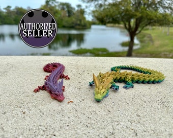 3D Printed Crystal Dragon, Articulated Fidget Toy (Colors vary by print)