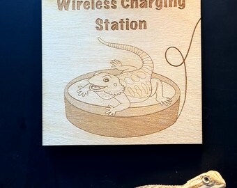 Bearded Dragon "Wireless Charging Station" Sign for Terrarium Enclosure