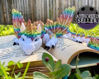 3D Printed Unicorn Winged Dragon, Alicorn Articulated Fidget Toy (Rainbow colors vary by print)