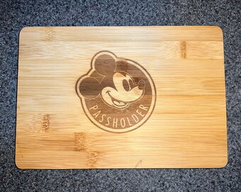 Disney World Old Style Passholder Bamboo Cheese Board