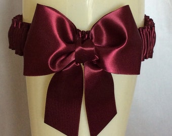 Burgundy Claret Big Bow Garter