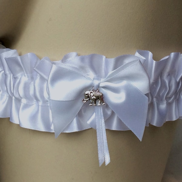 White Satin Elephant Garter